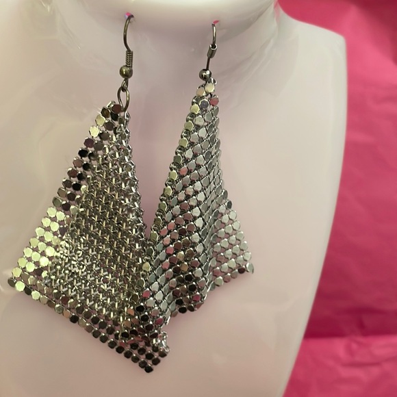 Mesh Material Stainless Metal Mesh earrings - Picture 1 of 3
